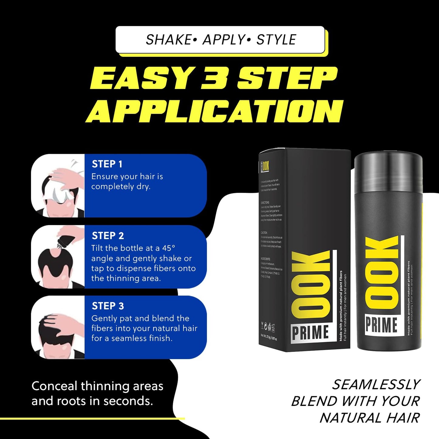 PrimeLook Hair Building Fibers, Luxurious Building Fibers for Thinning Hair, Superior Formula for Men & Women, Instant Volume, Matches Colors (27.5g, Light Brown)