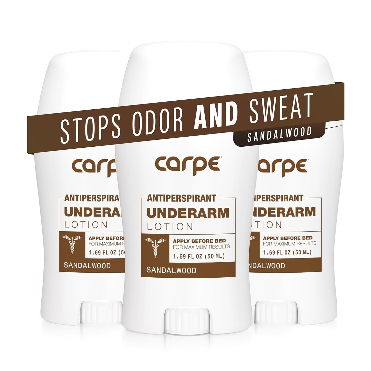 Carpe Underarm Antiperspirant and Deodorant, Clinical strength with Sandalwood scent, Combat excessive sweating Stay fresh and dry, Great for hyperhidrosis (Pack of 3)