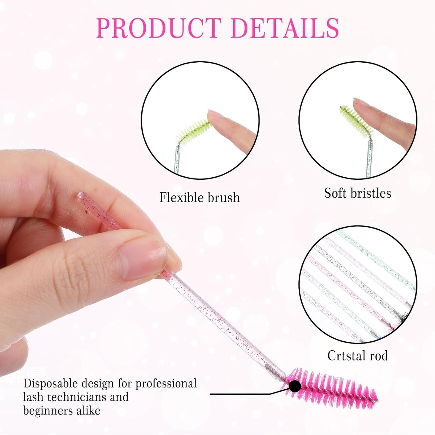 1200 Pcs Disposable Mascara Wands Crystal Eyelash Spoolies Eye brow Brush for Eye Lash Extension Colorful Eyebrow brush disposable eyelash wands Makeup brushes