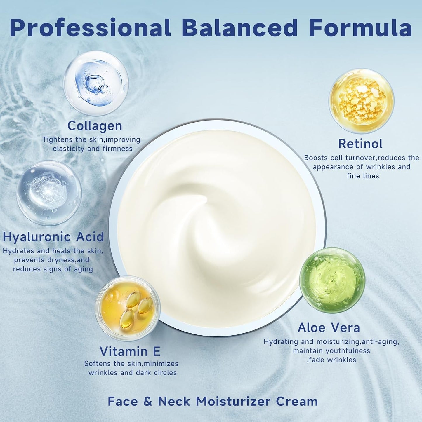 Retinol Cream for Face, Collagen Neck Creams for Tightening and Firming, Anti Aging Day & Night Facial Moisturizer for Women & Men, Instant Face Lift Wrinkle Cream 2-Pack