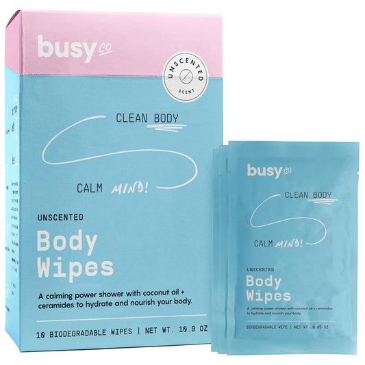 Calm Body Wipes for Women - Cleansing Large Wash Cloth - Extra Thick & Moist - Armpit Sweat Cloths for Body Odor - No Rinse, No Shower - Unscented - Ceramides & Coconut Oil