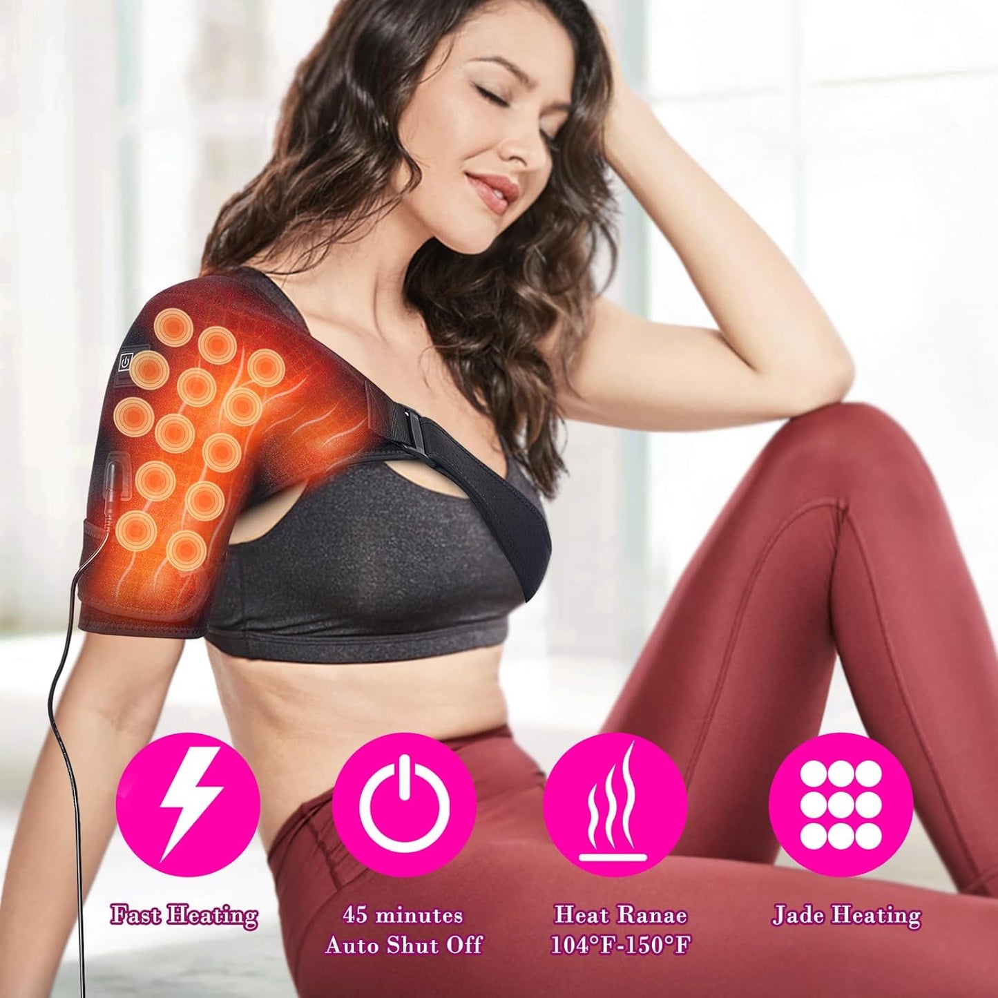 Shoulder Heating Pads Wrap,3 Heat Settings Relieve Muscle Pain,Rotator Cuff,Reduce Shoulder Pain