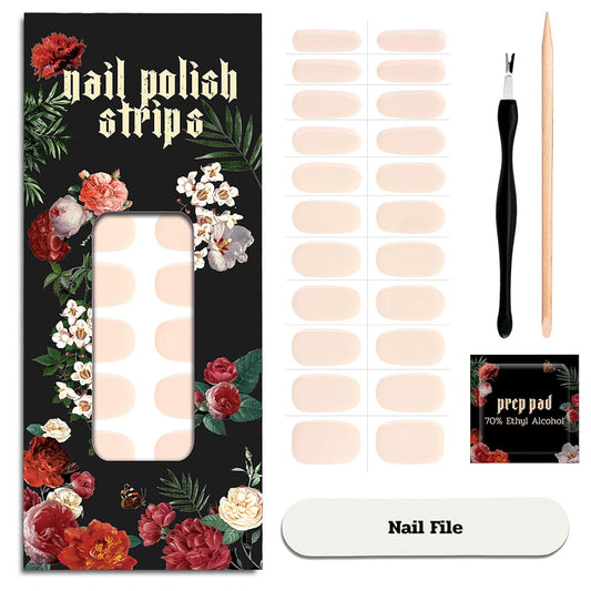 Nail Polish Strips - 22 Pcs Salon Quality Gel Nail Stickers - Long Lasting Wraps (Loft Light Nude)