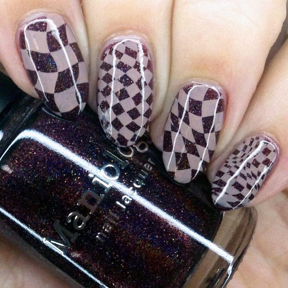 Maniology Checkmate Nail Stamping Plate | Chessboard-Inspired Manicure Designs, Checkered Nail Art DIY Patterns - Reusable, Rectangular, Stainless Steel Nail Art Template