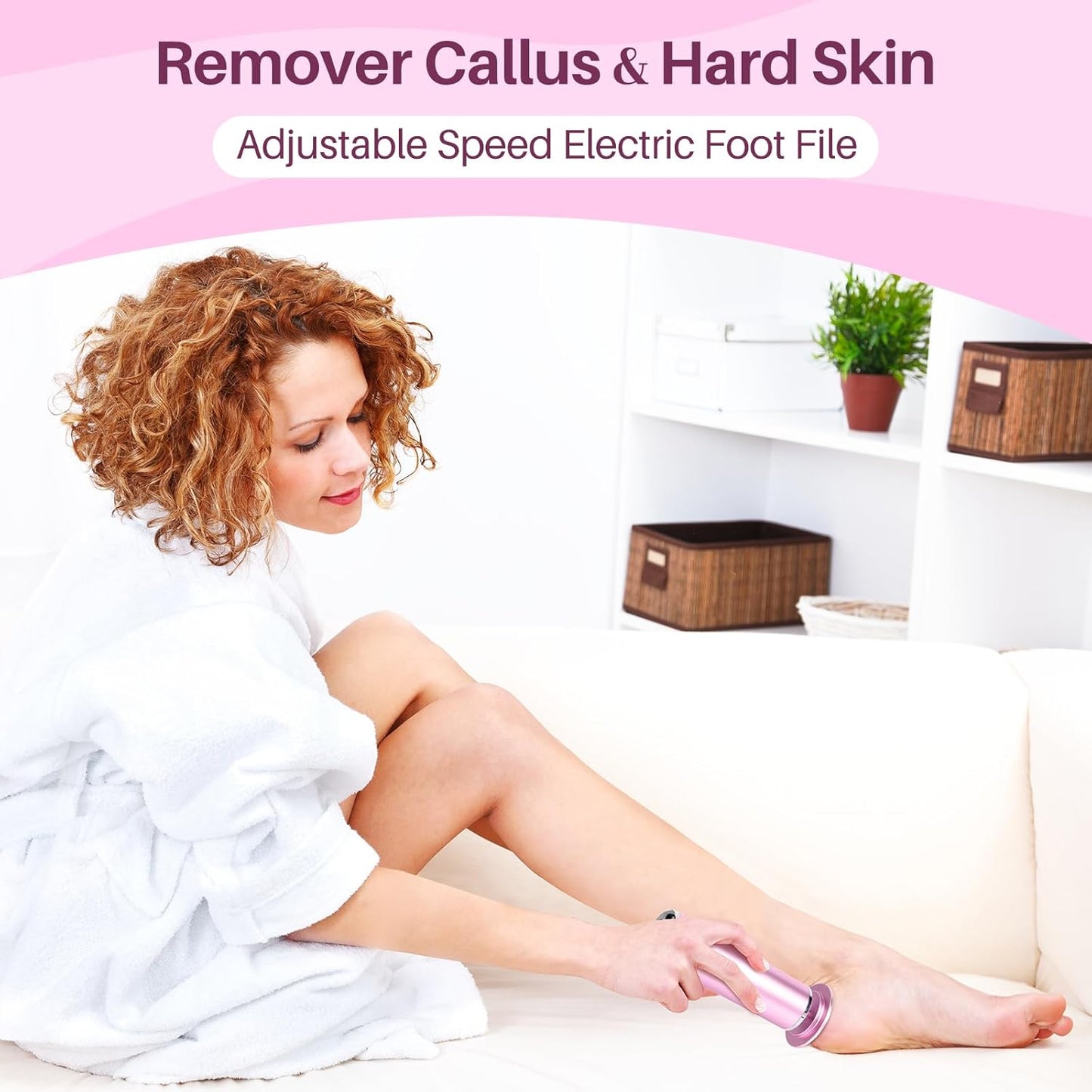 LIONVISON Electric Foot Callus Remover: Adjustable Speed Foot File for Cracked Heels - Working Women's Summer Pedicure Tool with 60pcs Sandpaper Discs - Dead Skin Remover for Dry Feet at-Home