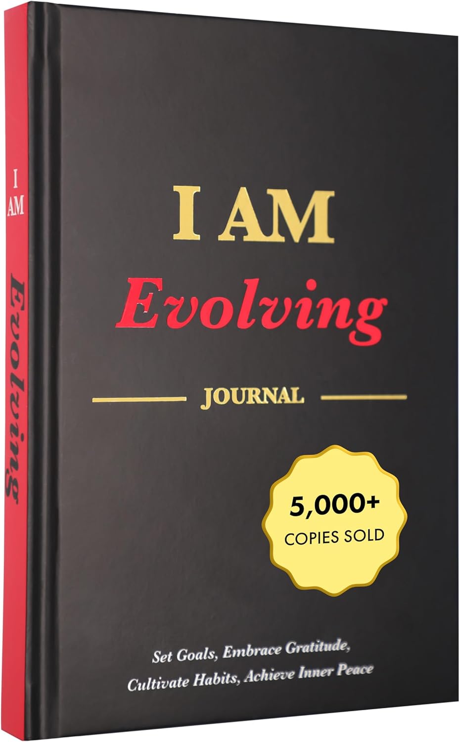 iAmEvolving Journal – Gratitude Journal with Prompts for Goal Setting, Habit Tracking, Mindfulness, Daily Reflection, Affirmations – 2025 Undated Self-Care Notebook for Women & Men (Black)