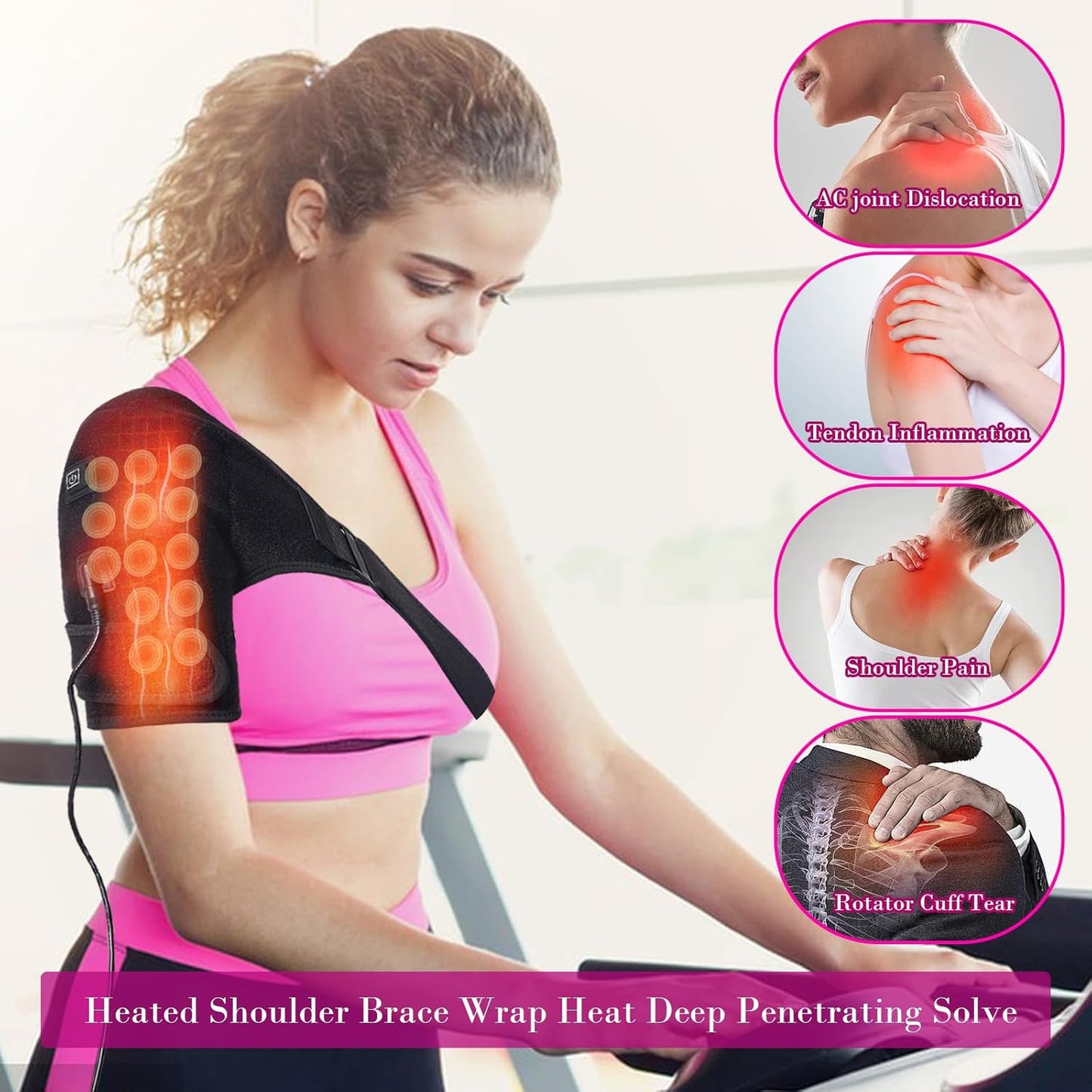 Shoulder Heating Pads Wrap,3 Heat Settings Relieve Muscle Pain,Rotator Cuff,Reduce Shoulder Pain