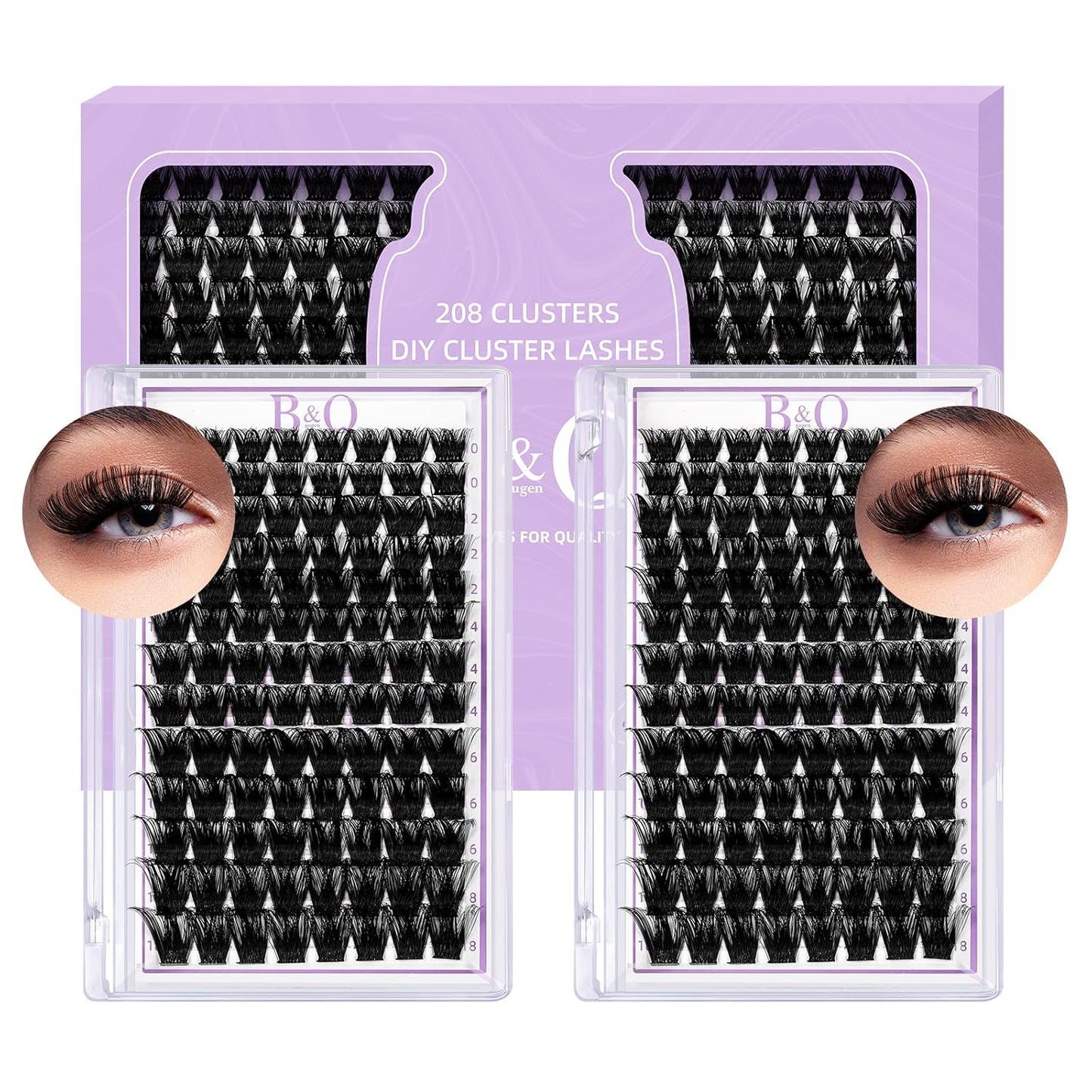 Lash Clusters 208 PCS Cluster Lashes Individual Lashes B06 Eyelash Extensions 10-18mm DIY Lash Extensions D Curl Volume Wispy Soft Comfortable Band False Lashes (D-10-18MIX,B06)