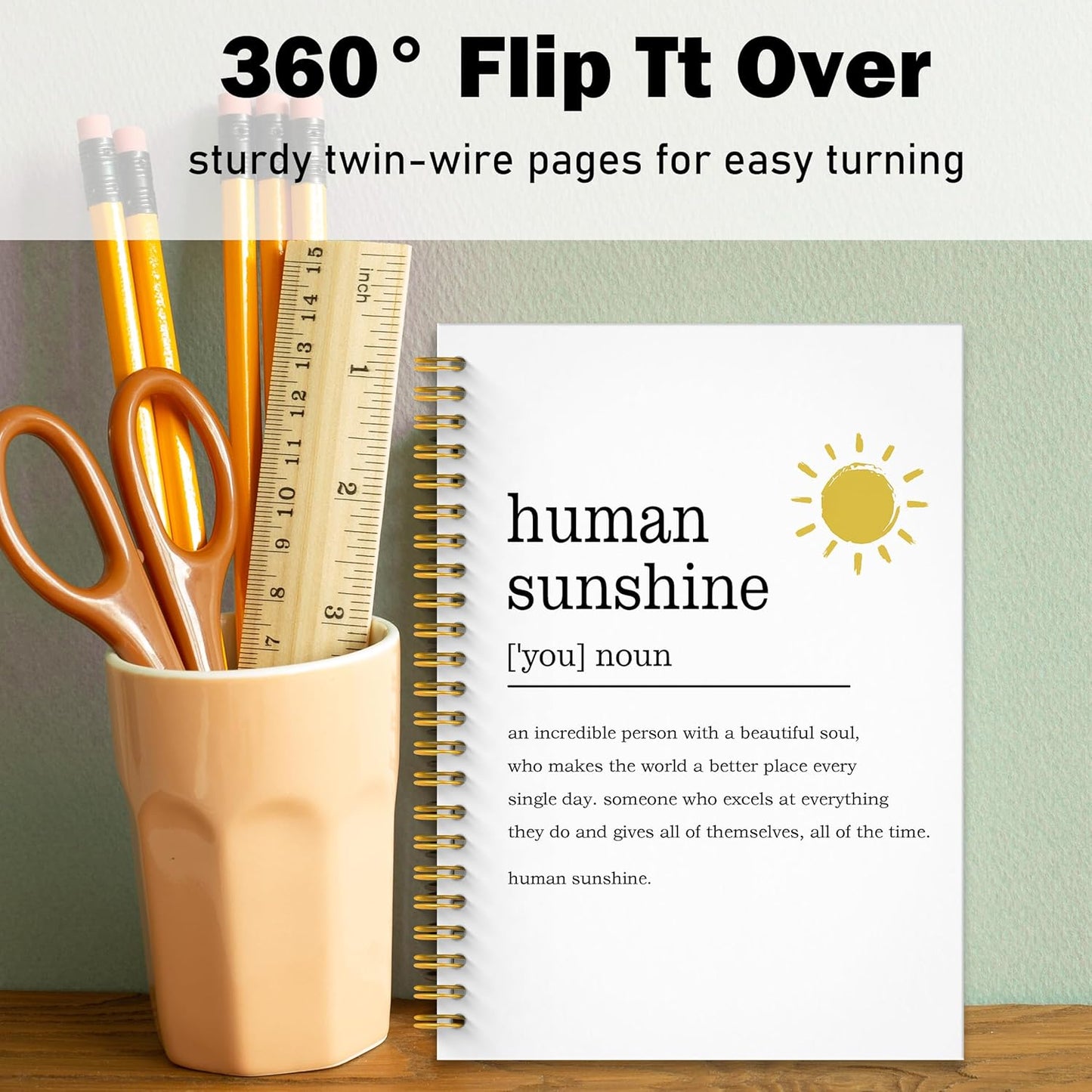 Human Sunshine Notebook Journal, Motivational Office Notebooks for Work, Human Sunshine Gifts for Women, Inspirational Gifts for Coworker, Hardcover Spiral Notebook 5.5x8.3