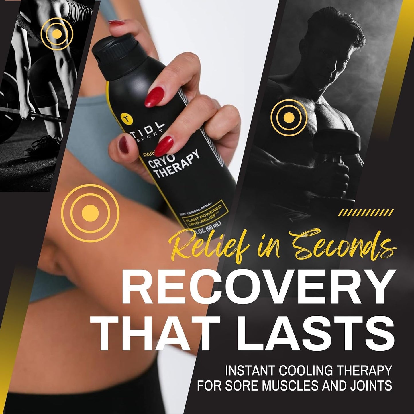 TIDL Cryotherapy Pain Relief Spray, 3 Oz (Pack of 2) Targeted Neck Pain, Joint & Muscle Pain Relief with Organic, Plant-Based Menthol, Instant Cooling for Arthritis, Back & Knee Pain