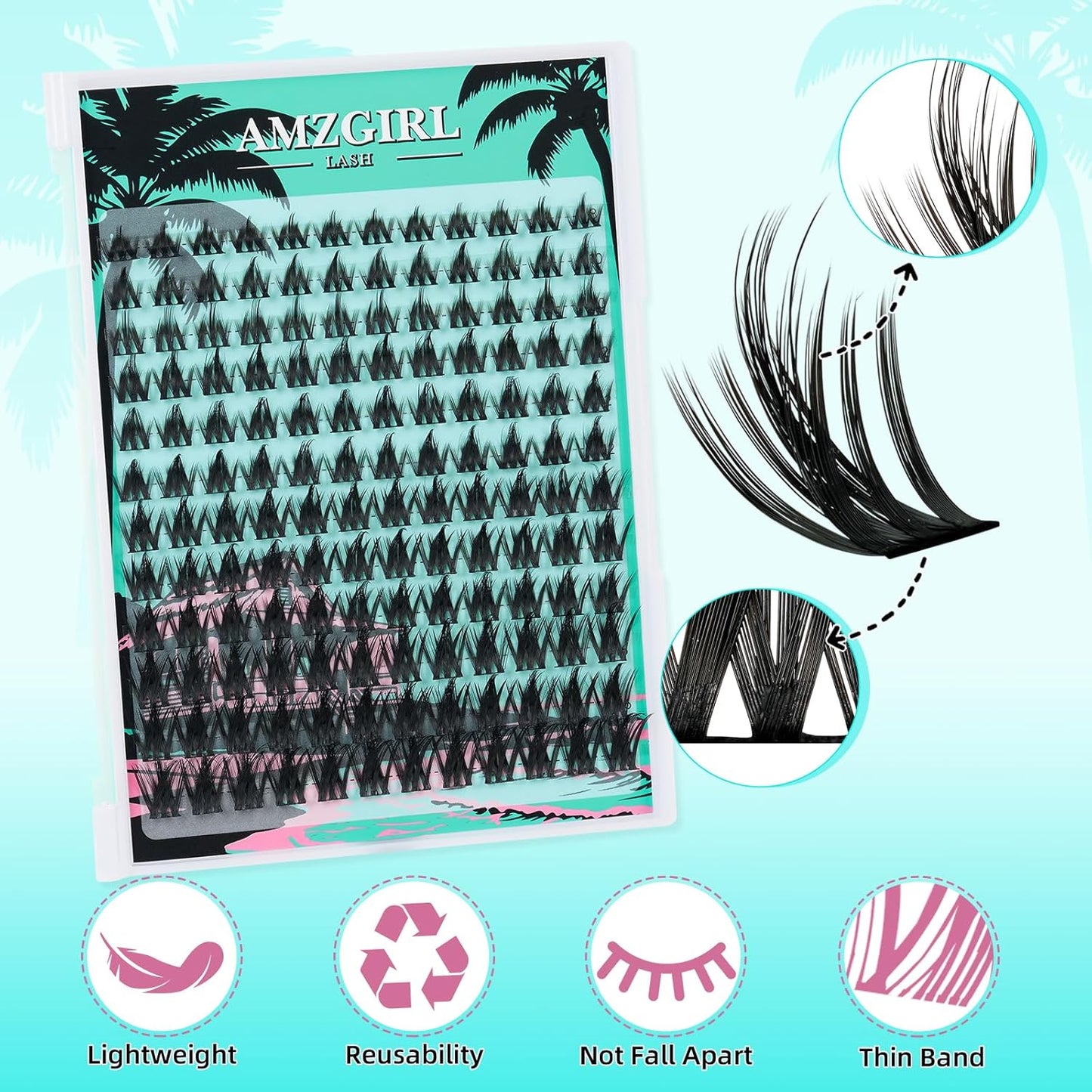Fairy Lash Clusters Manga 144Pcs Eyelash Clusters Spiky Cluster Eyelash Extensions Individual Lashes Volume Anime Lash Clusters with Thin Band Lashes DIY at Home(Holiday,C-Mix8-18mm)