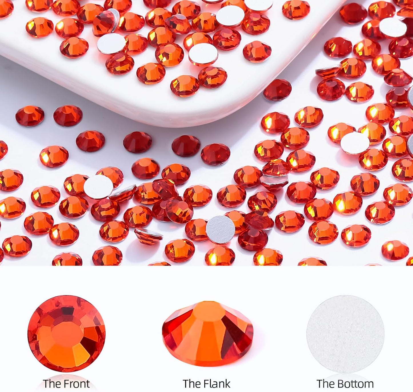 Hyacinth Flatback Rhinestones, Glass Rhinestones for Nail Art and Craft, Glue Fix, Loose Crystal Gemstones(Orange, SS20, 1440pcs, 4.6-4.8mm)