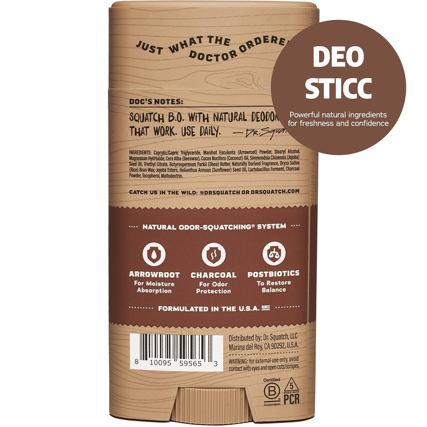 Dr. Squatch Natural Deodorant for Men - Odor-Squatching Aluminum Free - Maverick Musk (2.65 oz, 3-Pack)