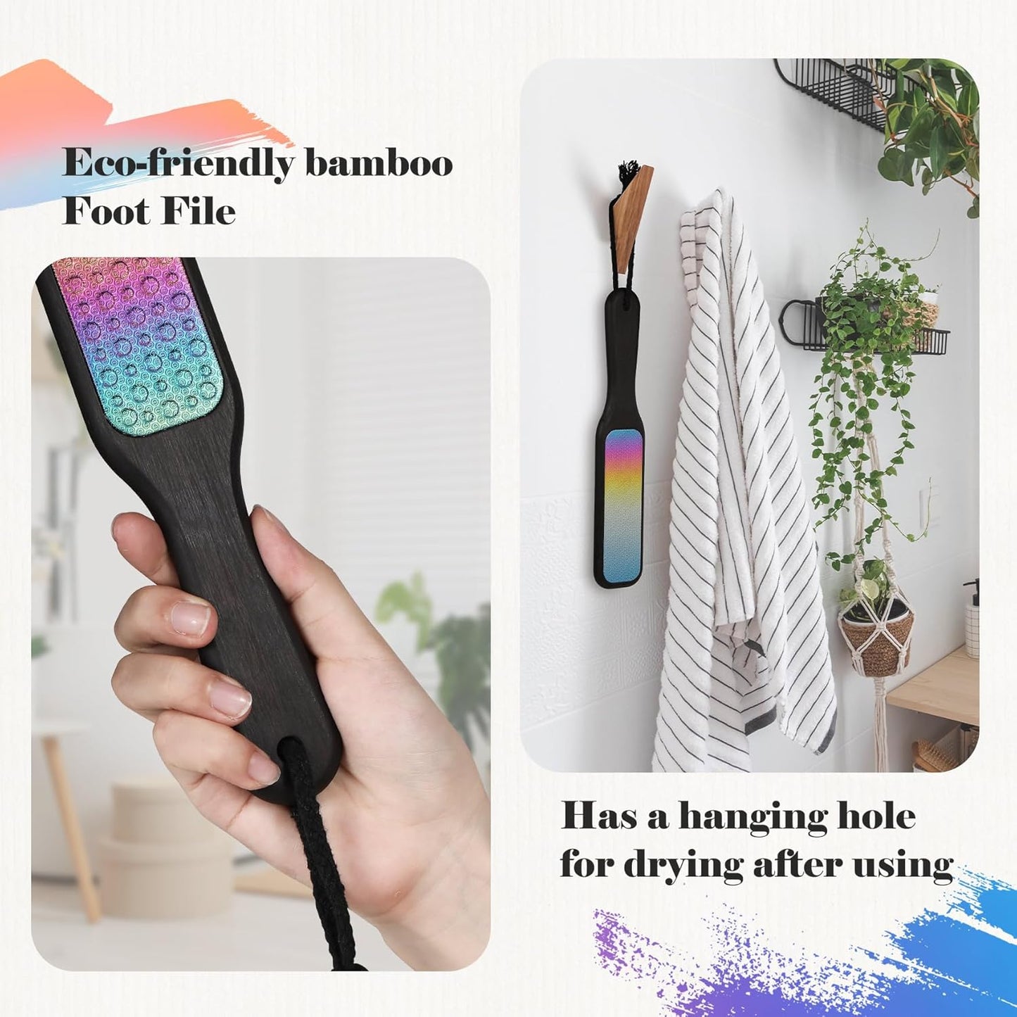 BALUCA Hard Skin Remover Foot File - Foot Callus Remover, Durable Foot Scrubber, Dead Skin Remover, Hygienic Pedicure Tool, Long Lasting Foot Buffer, Soft Smooth Feet, (Rainbow)