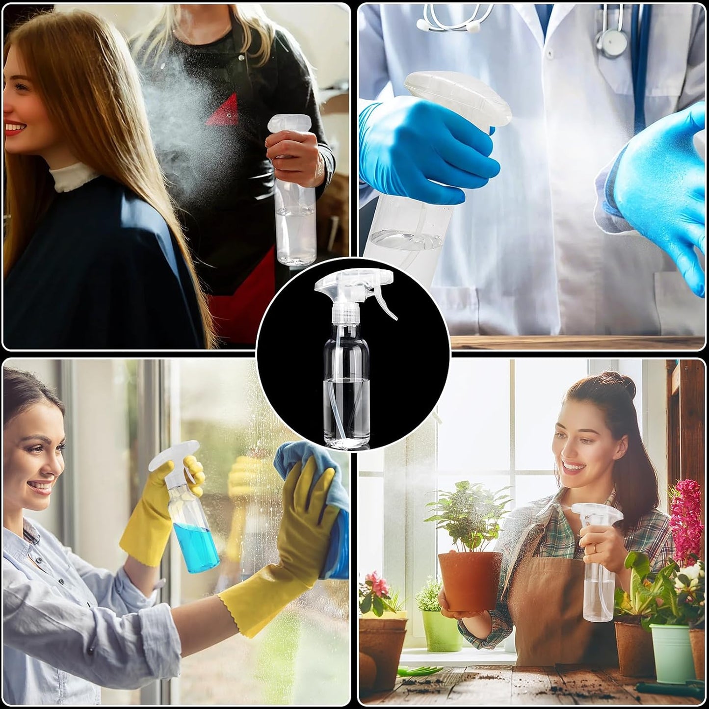 Cosywell Plastic Spray Bottles 8.8oz/260ml 2 Pack Empty Spray Bottle for Cleaning Mist/Stream Heavy Duty Water Spraying Bottle for Cooking Solutions Essential Oils Hair Care(Clear)