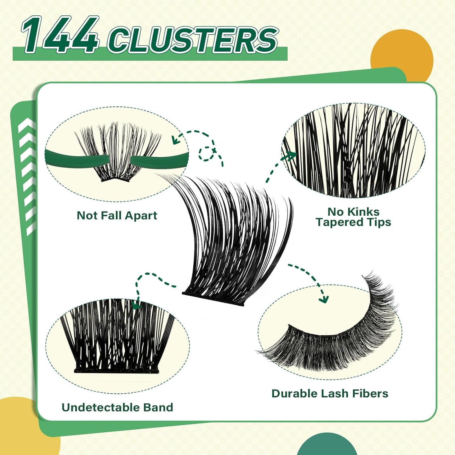 DIY Lash Extension Kit KEYYOU 144pcs Lash Clusters Eyelash Extension Kit with Mascara Brush Bond and Seal Lash Glue Remover Lash Applicators Lash Brush for DIY Lash Extensions (Y04 Kit)