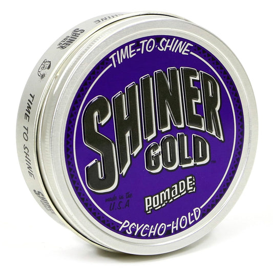 Shiner Gold Psycho Hold Pomade | Extreme Hold | High Shine | Water-based | Coconut Scent, 4oz