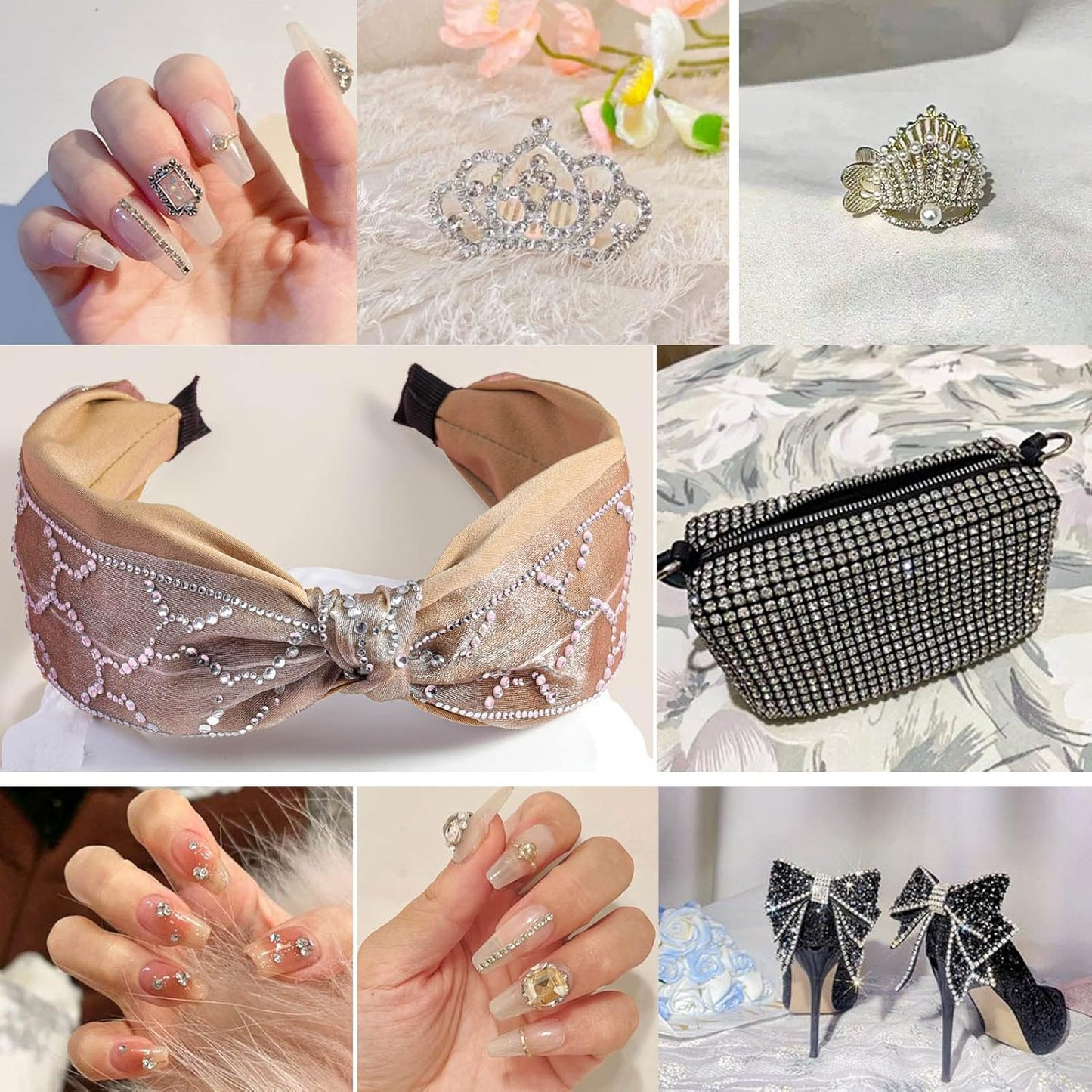 beadsland Flat Back Crystal Rhinestones Round Gems for Nail Art and Craft Glue Fix, Crystal (2.3-2.5mm) SS8/1440pcs