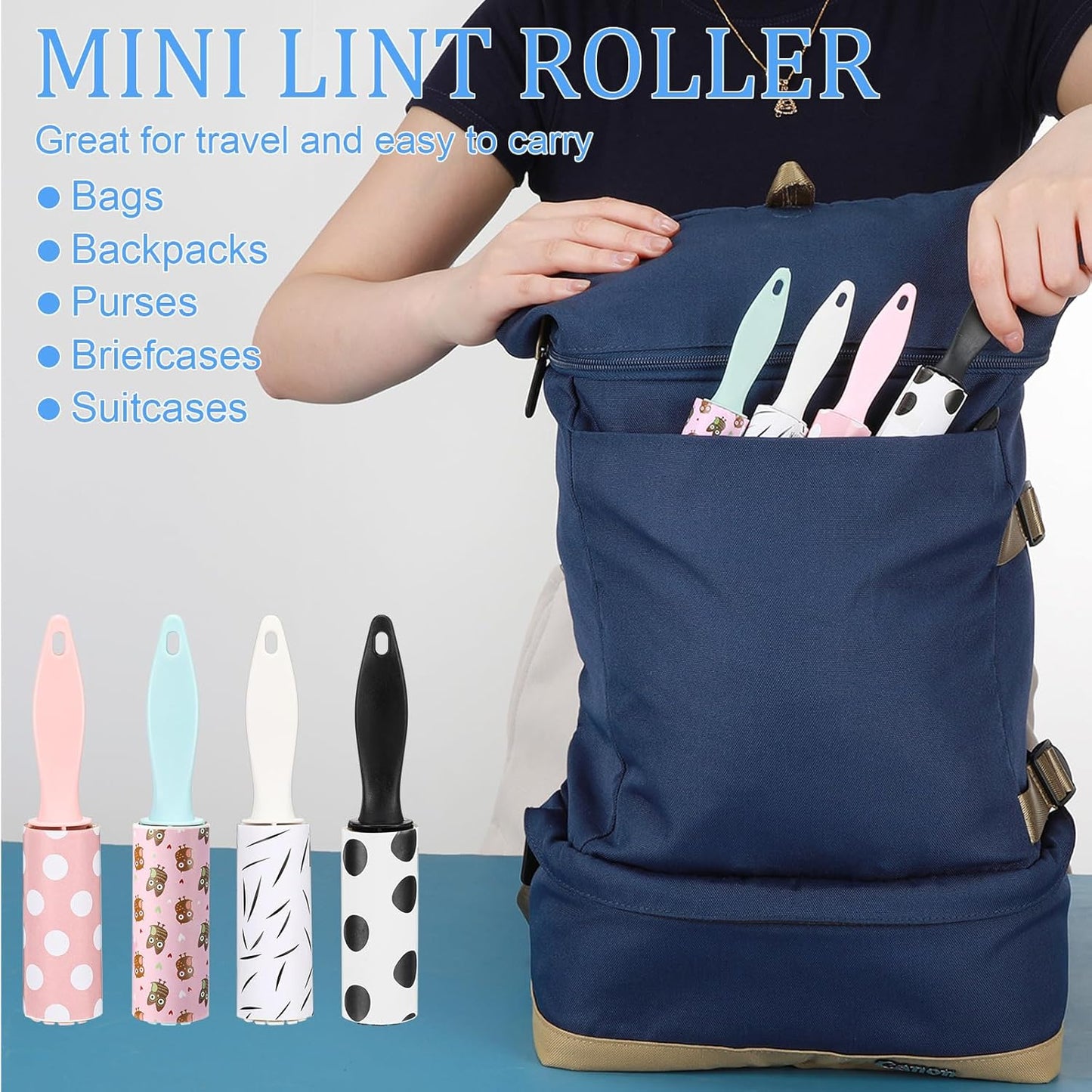 Hushee 12 Pcs Mini Lint Rollers for Pet Hair Lint Roller Travel Size Clothes Roller Lint Removers Sticky Lint Removing Tool for Clothes, Gift Bags, Pet Hair Removal
