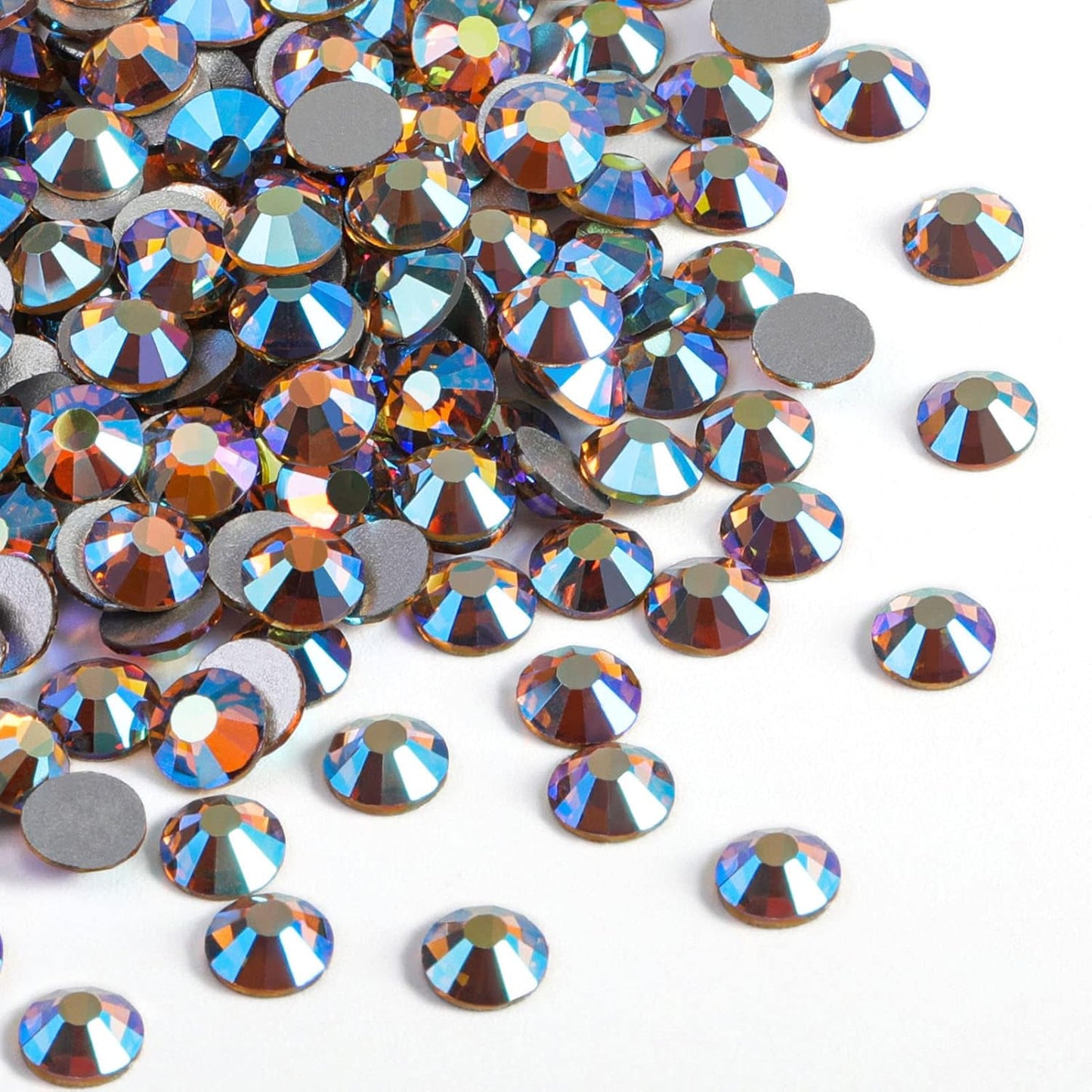 beadsland 1440 Pieces Flat Back Crystal Rhinestones Round Gems, Lt.Colorado Topaz AB,SS6,1.9-2.1mm