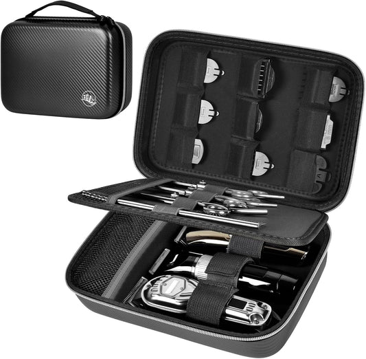 Boobowl Barber Accessories Bag for Clippers and Supplies, Mens Hair Trimmers Box, Portable Storage Organizer for Hair Cutting, Guard Grooming Kit and Barbers Supplies (Bag Only) (Black+Silver Zipper)