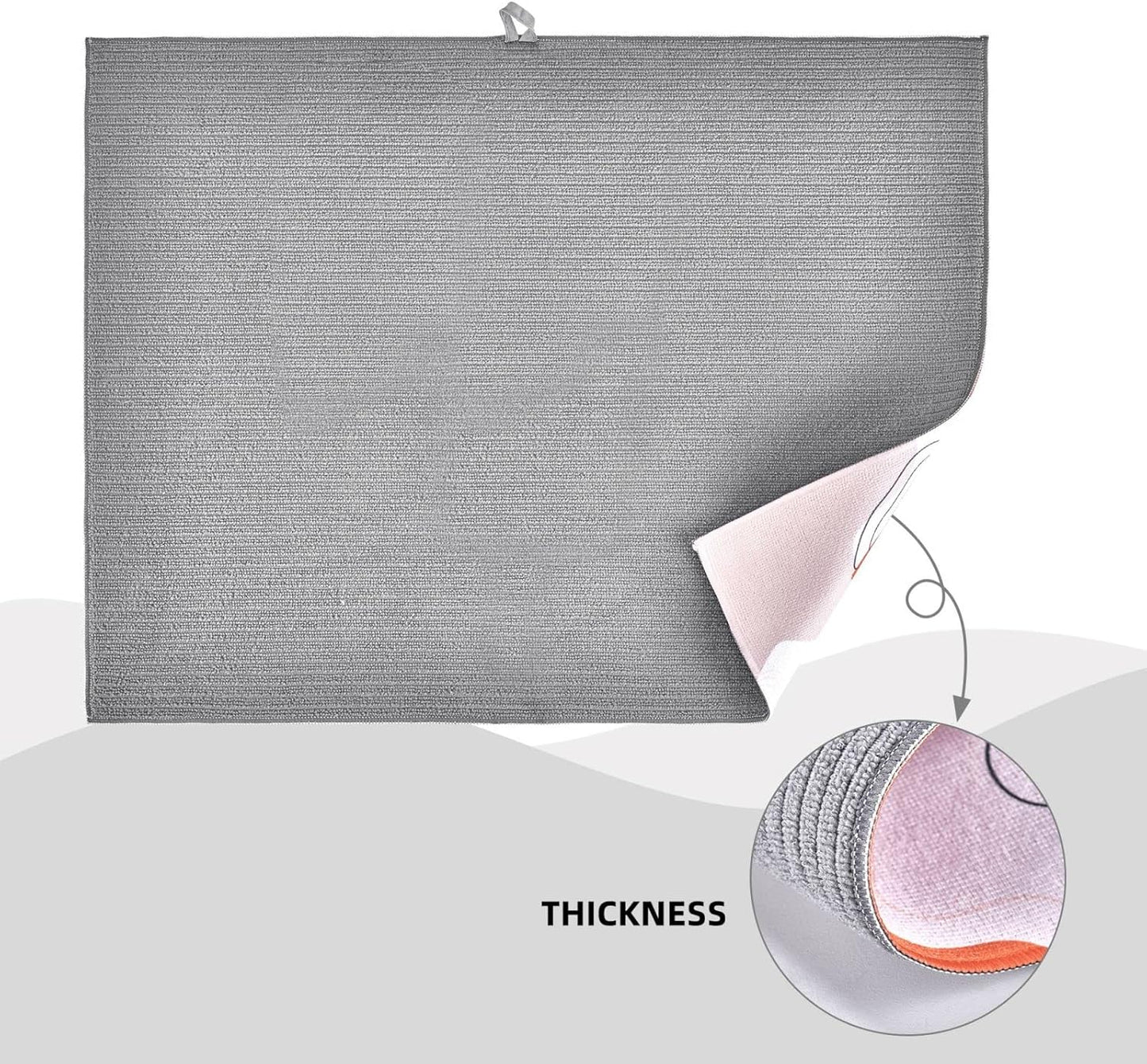 Blue Flower Dish Drying Mat For Kitchen Counter Absorbent Large Kitchen Fast Dry Pad Reusable Washable Protector Rack Large Mat 18 X 24