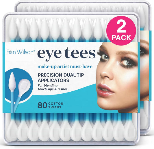 Fran Wilson EYE TEES COTTON TIPS 80 Count (2 PACK) - Precision Makeup Applicator, Double-sided Swabs with Pointed and Rounded Ends for Perfect Blending, Effective Cleaning and Precise Touch-ups