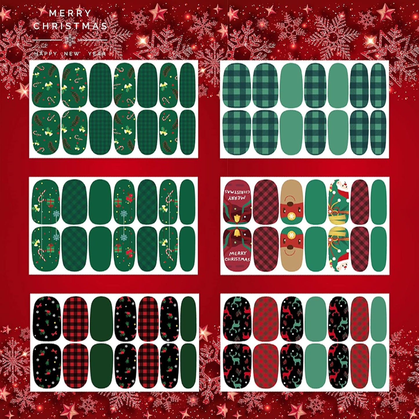 TailaiMei 14 Sheets Christmas Nail Wraps Stickers Nail Polish Strips Self-Adhesive Full Wraps with 2 pcs Nail Files for DIY Nail Art Decals (Celebrate Style)