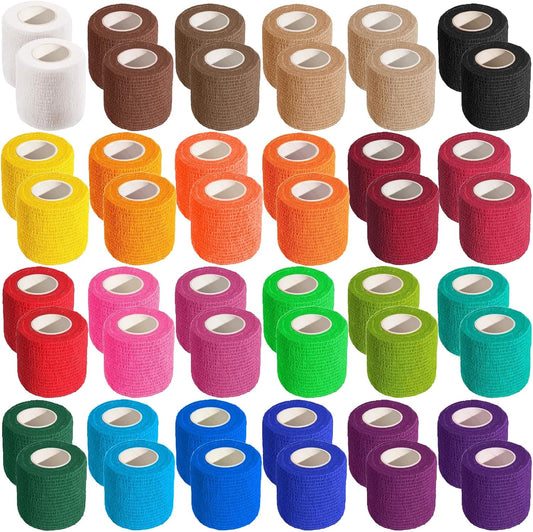 48 PCS Self Adhesive Bandage Wrap 2" X 5 Yards Elastic Cohesive Bandage Wrap Bandage Wrap Rolls Elastic Self-Adherent Tape for Stretch Athletic, Sports, Wrist, Ankle