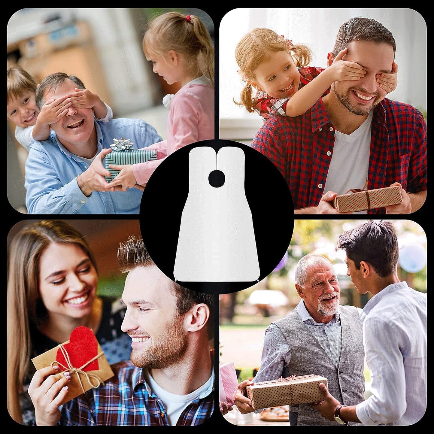 2 Pcs Beard Bib, Bead Bib for Shaving, Beard Apron, Waterproof Shaving Cloth Kit Non-Stick Beard Cape, Beard Trimming Bib with Strong Suction Cup, A Gift for All Men（Black+White）