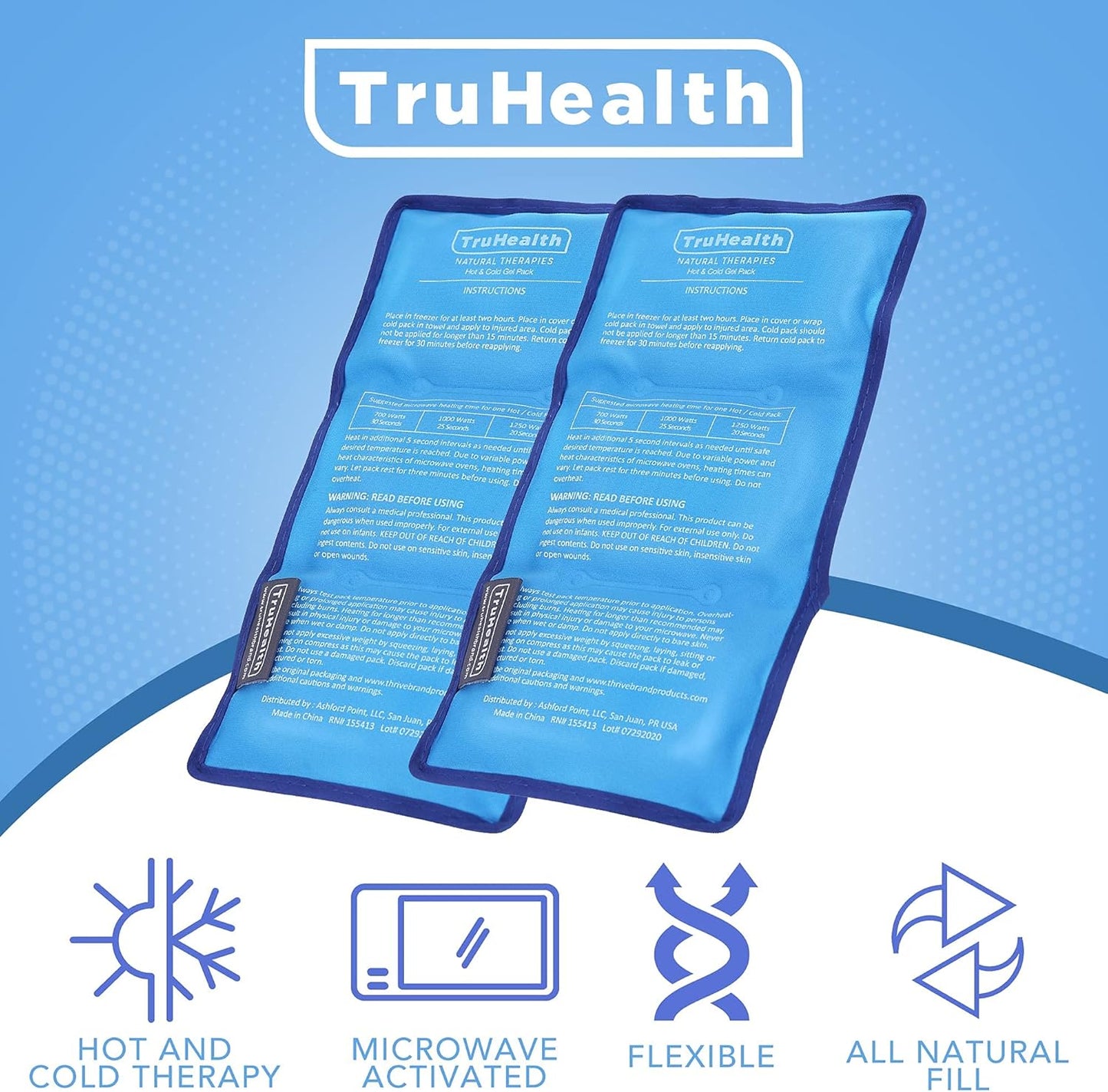 Ice Pack - Small Blue, 2 Count - Reusable Ice Packs for Injuries - Hot & Cold Reusable Gel Therapy for Back, Hip & Waist - Leak-Free Flexible Design