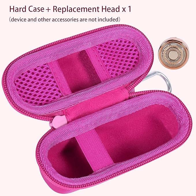 co2CREA Hard Case and Replacement Head Compatible with Finishing Touch Flawless Facial Hair Remover Electric Face Razor for Women (Pink Crystal Case + Replacement Head)