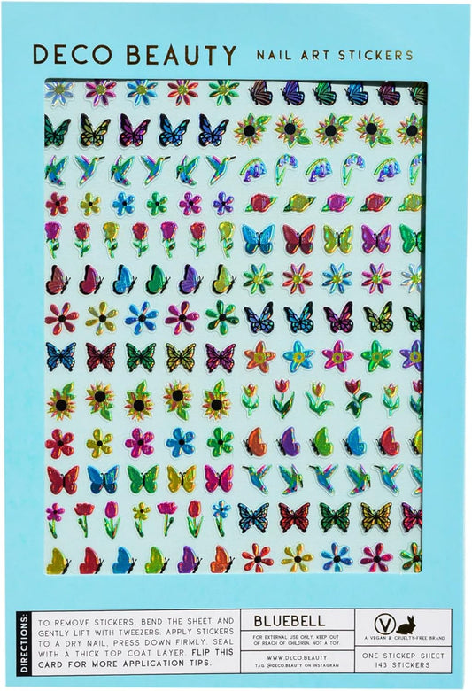 Bluebell Nail Stickers - Lightweight & Easy-to-Apply Nail Art with Trendy Designs - Durable & Long-Lasting Nail Stickers for Women, Ideal for DIY Manicures & Salon-Quality Nails