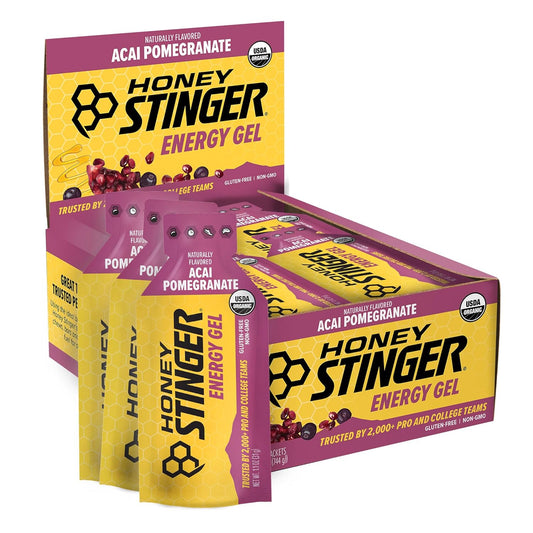 Honey Stinger Organic Acai Pomegranate Energy Gel, Gluten Free & Caffeine Free, for Exercise, Running and Performance, Sports Nutrition for Home & Gym, Pre and Mid Workout, 24 Pack, 26.4 Ounce