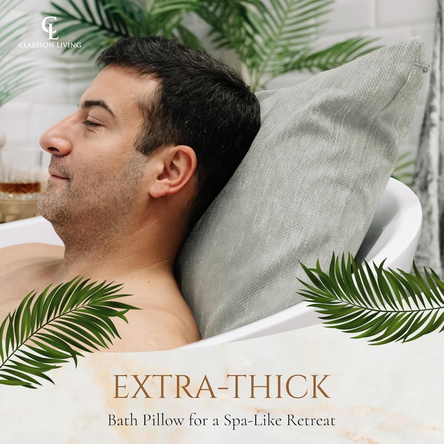 Luxury Bath Pillow for Tub - Thick and Comfortable Bathtub Pillow Support for Head and Neck and Back - Washable Quick-Drying Bath Pillows - Bath Cushion for Home Spa - Fits Any Bathtub - Light Gray