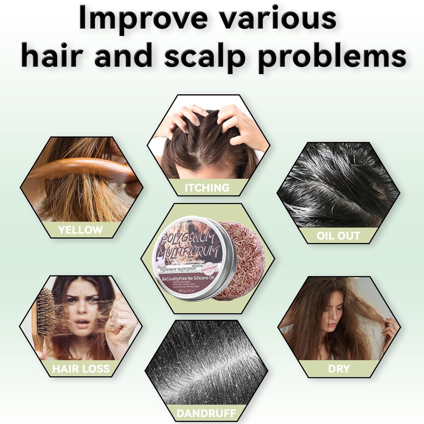 2PCS Shampoo Bar for Gray Hair, Shouwu Blackening Shampoo Soap for Gray Hair Natural Organics Shampoo and Conditioner Bar for Thinning Hair for Men & Women (Shouwu)