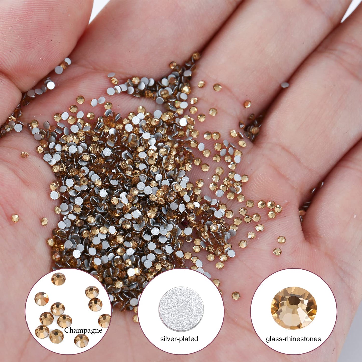 1440Pcs Topaz Crystal Rhinestones,Glass Flatback Rhinestones Gemstones Mini for Nail Face Makeup Art Crafts Clothes Decoration -(SS6,2.0mm,Topaz)