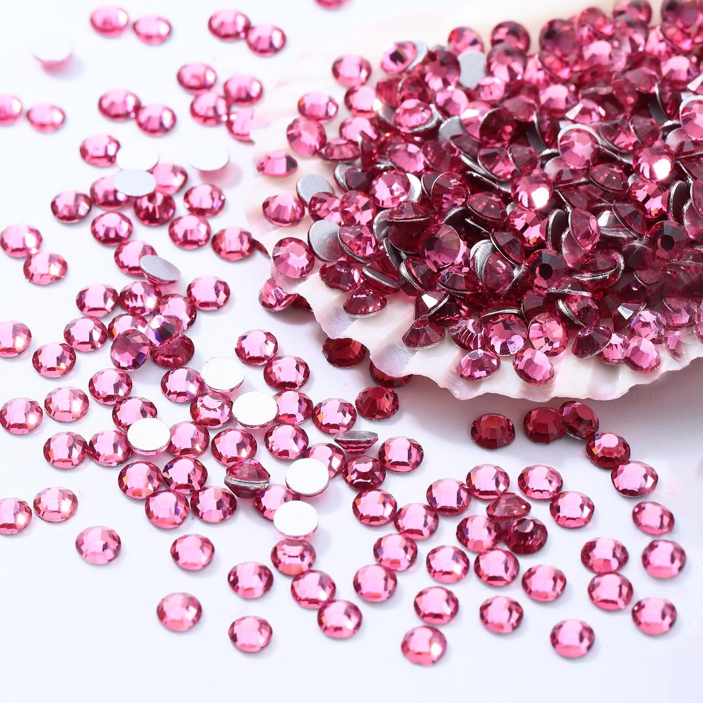 Rose Flatback Rhinestones, Glass Rhinestones for Nail Art and Craft, Glue Fix, Loose Crystal Gemstones(Rose, SS8, 1440pcs, 2.3-2.5mm)