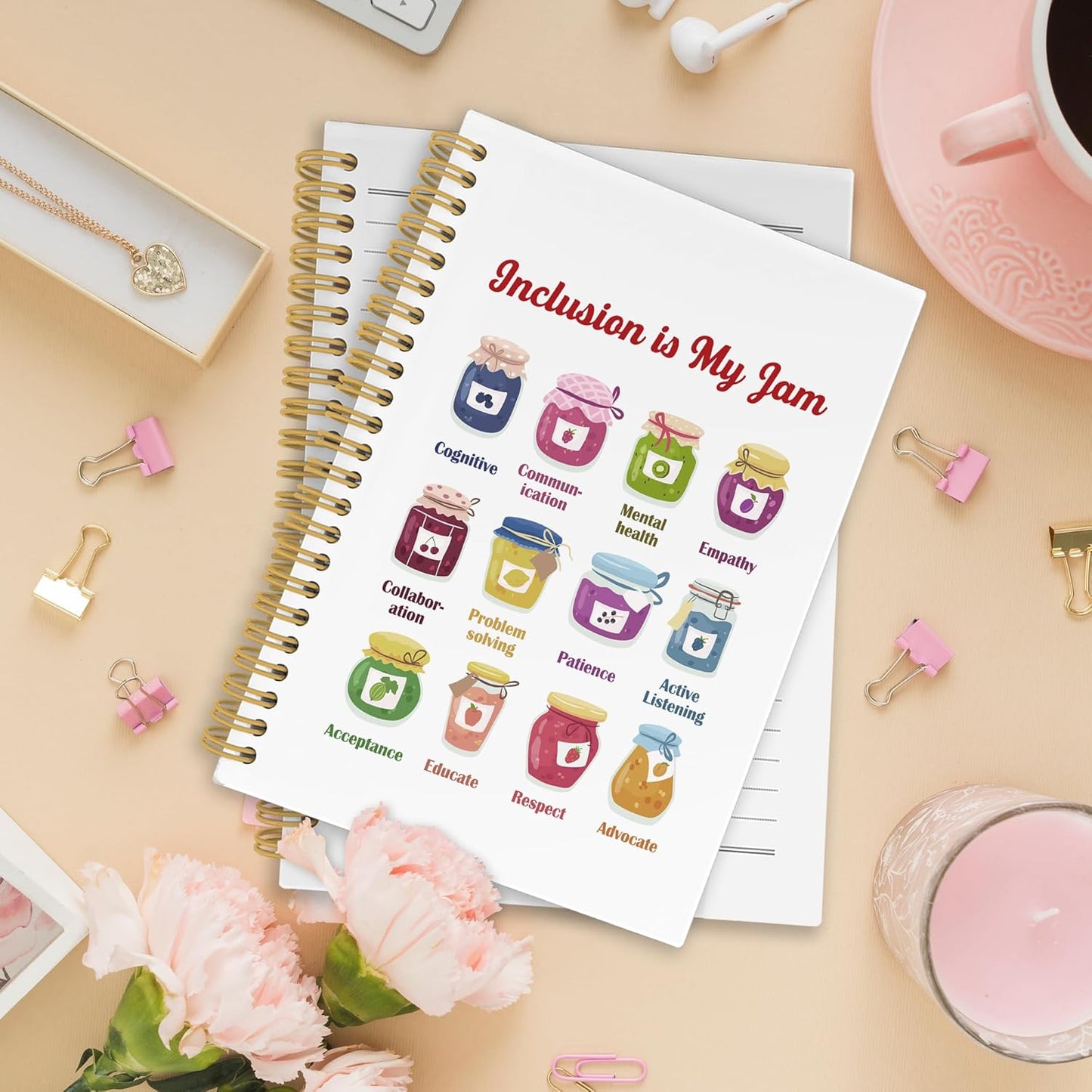 Mental Health Spiral Notebook, Neurodiversity Autism Awareness Journaling Notebooks for Teacher, Autism Accept Hardcover Journals for Office 160 Pages 5.5 x 8.3 Inch, Gifts for Autistic Adults