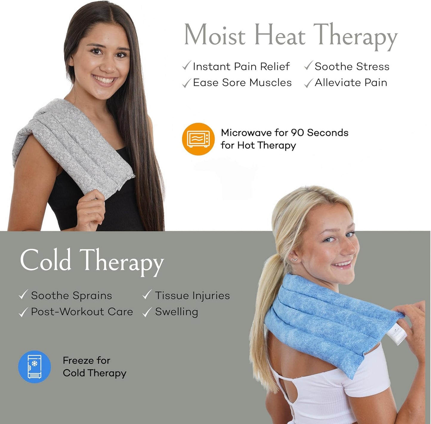 Microwavable Heating Pad for Back Pain, Cramps, Arthritis Relief, Heat Pad with Moist Heat Therapy - Hot Heated Pad Flaxseed, Cherry Pit, Herbs Comforting Aromatherapy, Made in USA, Large