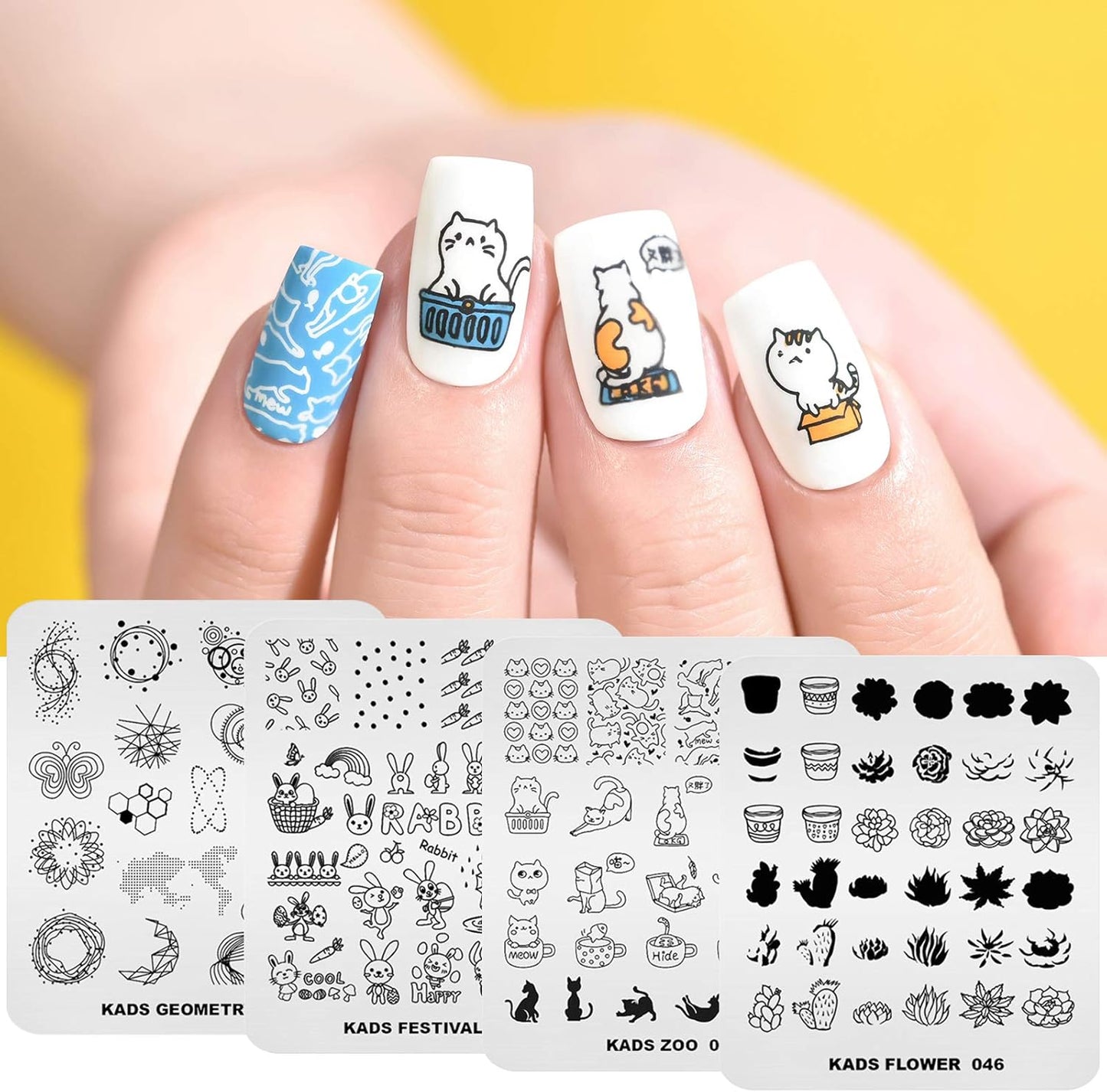 KADS 21pcs Nail Stamp Plates set 20 plates Christmas Snowflakes Cute Animals+ 1 Laser Symphony storage bag Christmas Nails Art Stamping Plate Set Gift Butterfly Nature Leaves Image Design(Christmas 3)