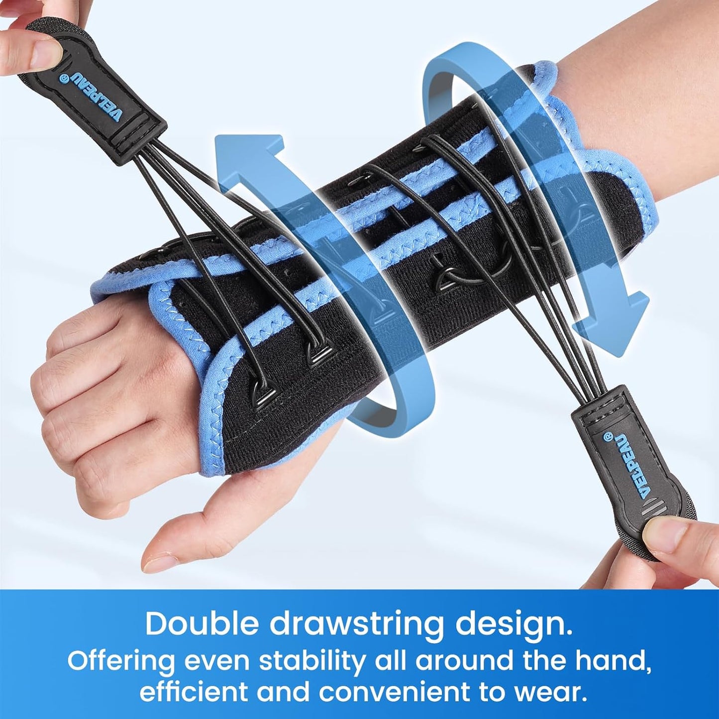 Velpeau Wrist Brace for Carpal Tunnel, Adjustable Elastic Tension Cords with Splints, Night Wrist Support for Arthritis, Tendonitis, Sprain, Injuries, Wrist Pain Relief Women and Men (Right Hand, L)