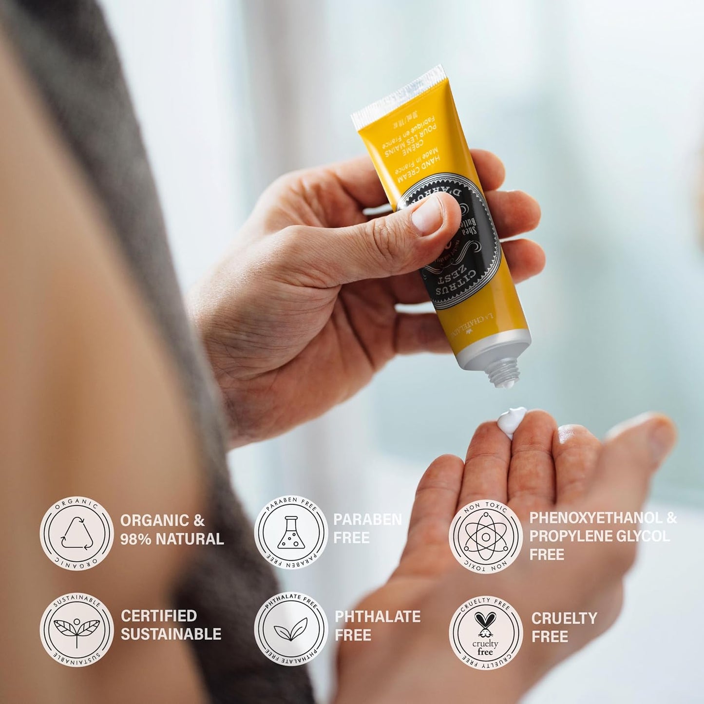 La Chatelaine Hand Cream Gift Set for Men, Ready-To-Gift Travel Size Hand Lotion, Natural Hand Cream Made in France with 20% Organic Shea Butter (Deep Blue Sea, Sandalwood, Citrus Zest) 3 x 1 fl oz