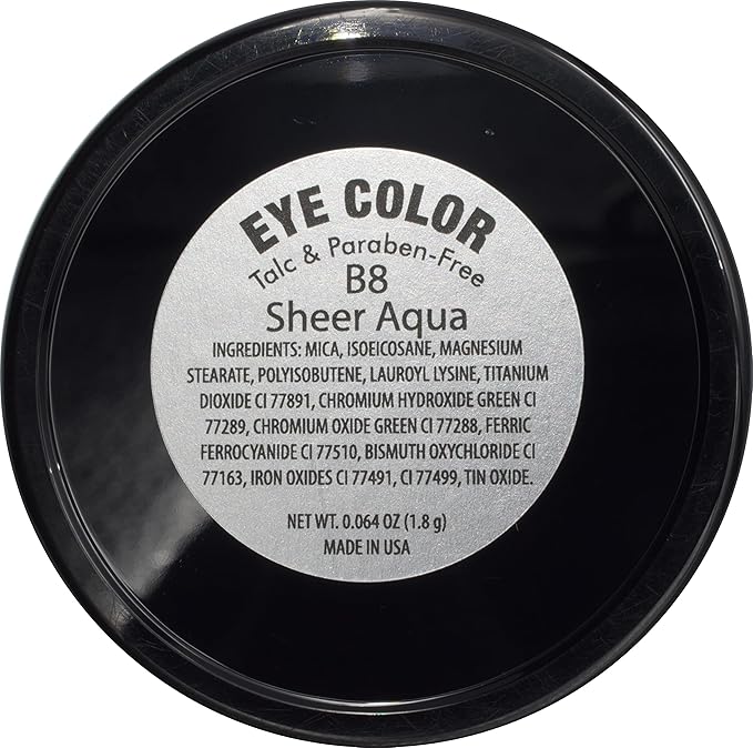 Sheer Aqua Shimmering Teal Blue Green Pressed Powder Single Vegan Eyeshadow; Talc, Paraben & Cruelty Free