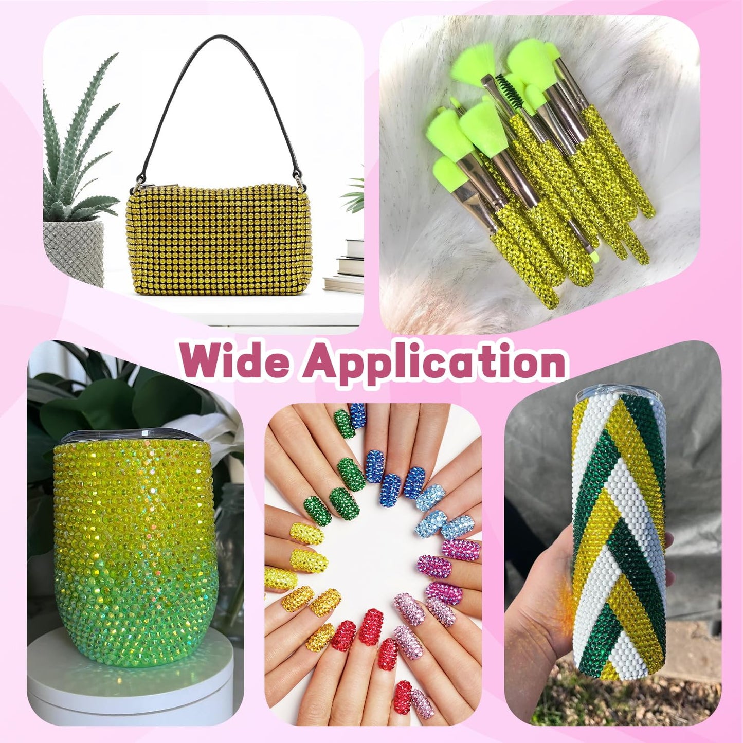 20000Pcs Yellow Rhinestones for Bedazzling with 3Pcs B7000 Jewelry Glue, Resin Rhinestones for Crafting Crafts，Bedazzler Kit Flatback Gems for Clothing Shoes Tumblers Nail Art