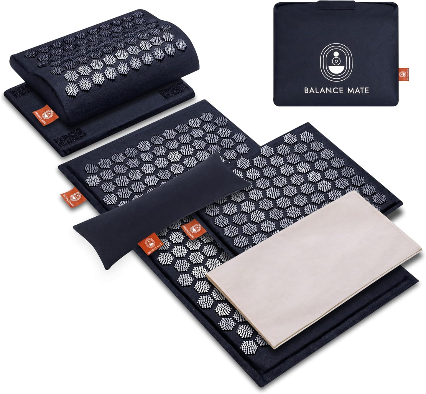 Acupressure Mat & Pillow – Pain Relief and Relaxation Kit for Back, Neck, and Sleep, Suitable for Yoga, Meditation, or Daily Use (Deep Black).