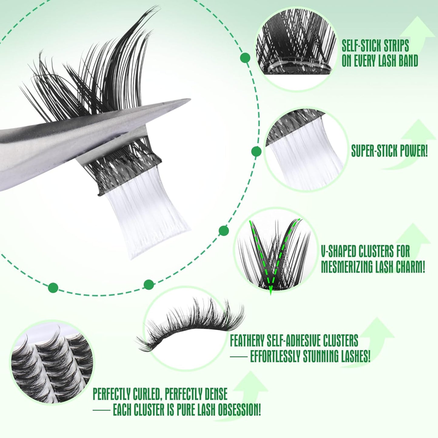 Self Adhesive Eyelash Clusters 168Pcs No Glue Lash Clusters Pre-glued Wispy Lash Extensions Self Adhesive Eyelashes Extensions Press on Individual Lash Extensions 10MM-16MM