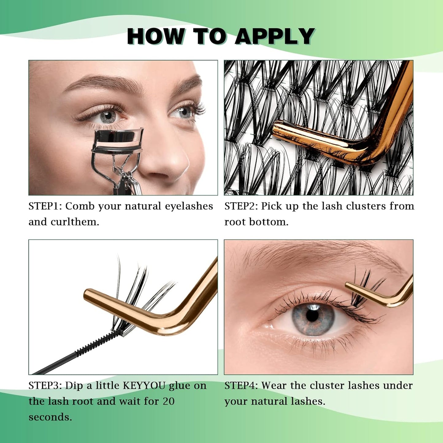 Lash Clusters 300pcs Individual Lashes 30D 0.07C Curl 9-18MIX DIY Eyelash Extension KEYYOU Large Tray Volume Soft&Natural Cluster Lashes(30D-0.07C,9-18MIX）