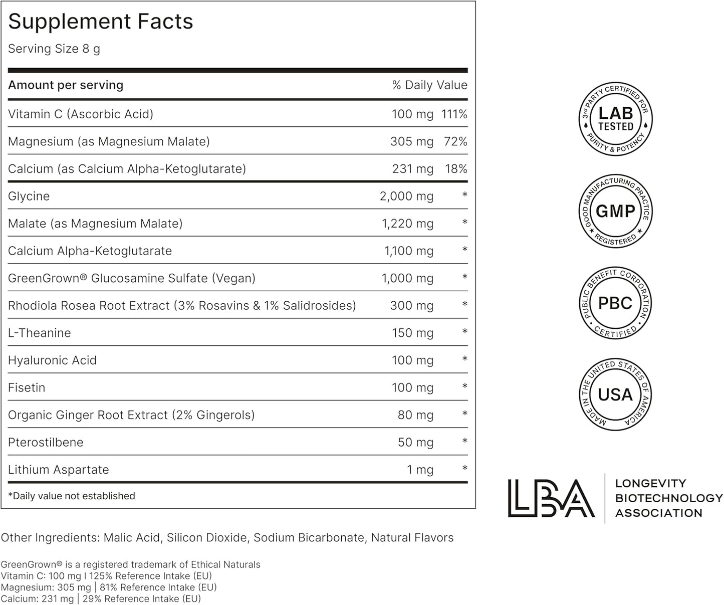 NOVOS Core Longevity Mix, Anti-Aging Supplement, Drink Powder Packet Unflavored - Skin Support, Energy, Mood Support, Sleep and Cognition Support - 30 Servings