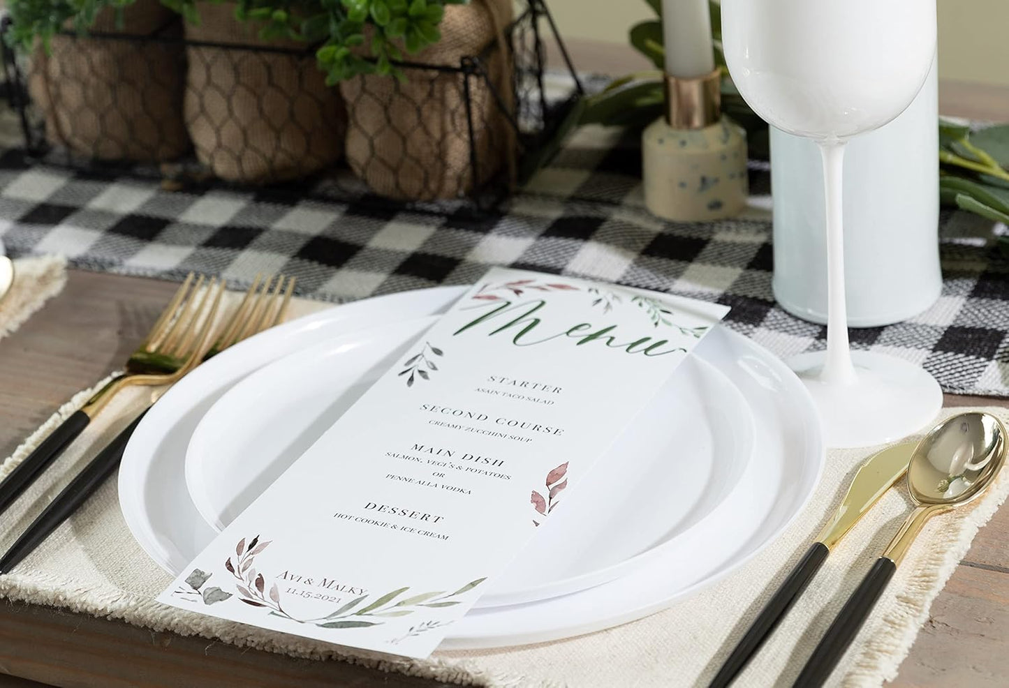 PLASTICPRO [30 Pack 6.3''] White Plastic Party Plates Edge Collection Premium heavyweight Elegant Disposable Tableware Dishes